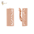 Oblong half filigree Rose Gold Russian Lock Earrings