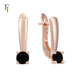 Gold Russian Lock Earrings – Minimalist Drop with CZ Solitaire | Non-Pierced Classic Jewelry by FJ