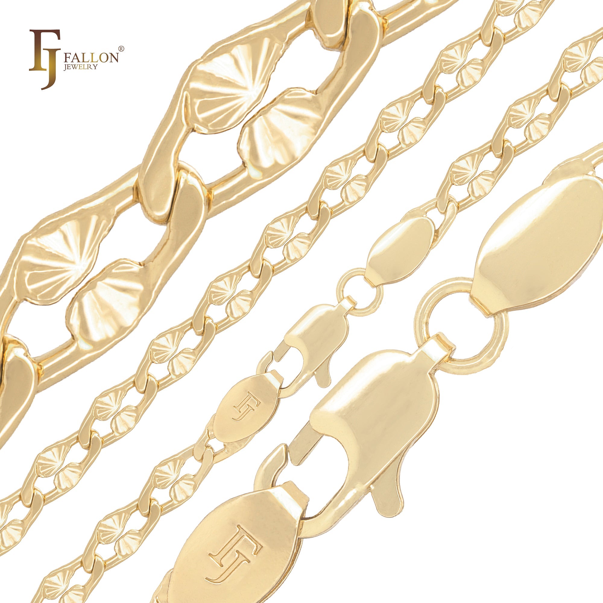 Hammered sunburst oval papaerclip 14K Gold, Rose Gold, White Gold fancy link chains