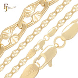 Hammered sunburst oval papaerclip 14K Gold, Rose Gold, White Gold fancy link chains