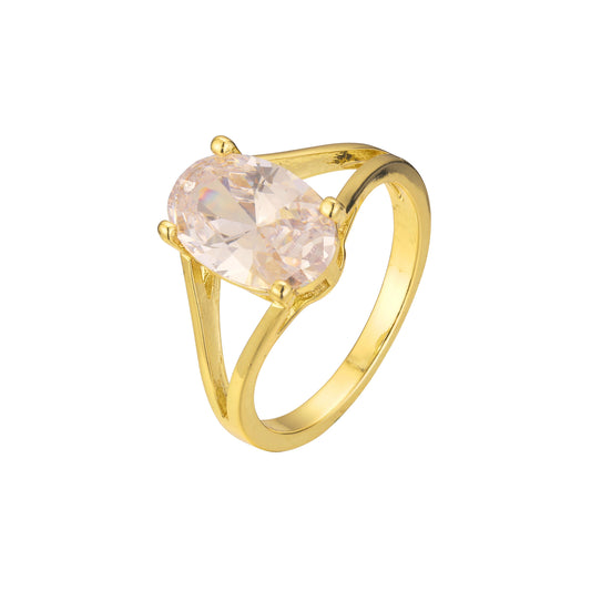 Solitaire plain design rings with oval stone in 18K Gold, 14K Gold plating colors