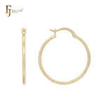 Textured Rope 14K Gold, Rose Gold, White Gold Hoop Earrings
