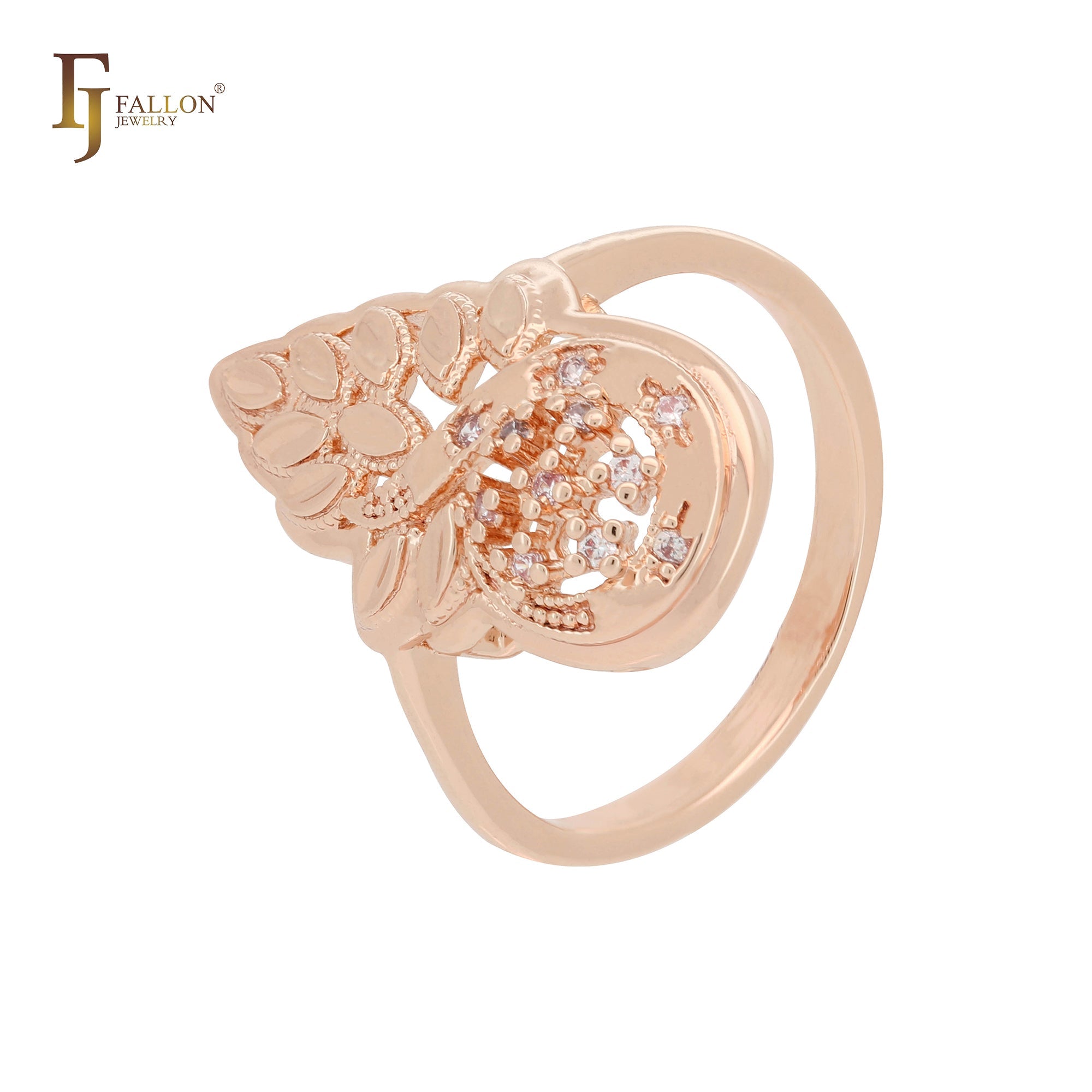 Ananas-Cluster weiße Zirkonia 14 Karat Gold, Roségold, Weißgold Ringe