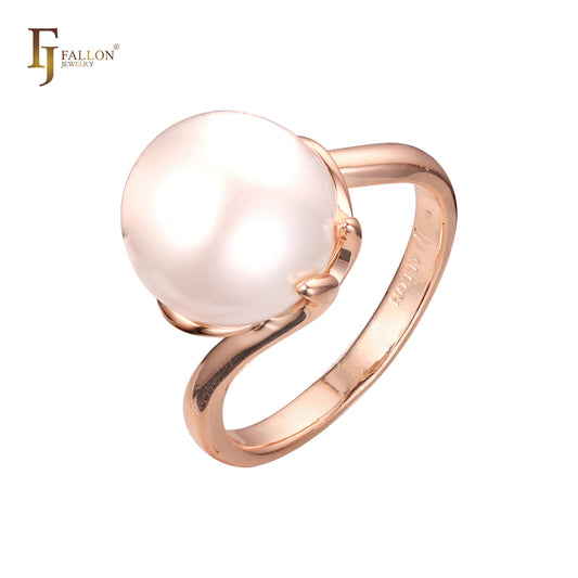 Solitaire 14K Gold, Rose Gold pearl rings