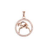 Constellation Zodiac constellation Rose Gold two tone pendant - Paved CZs circle