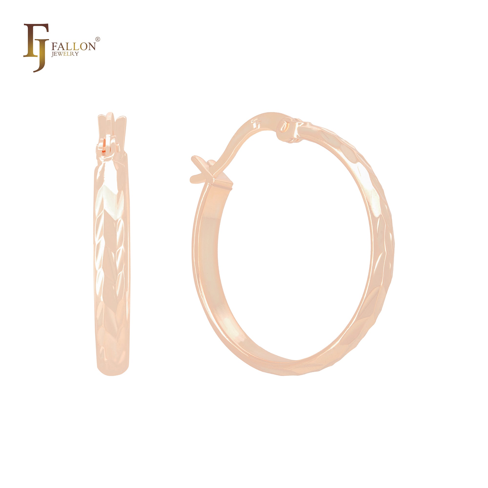 Textured Rose Gold Hoop Earrings