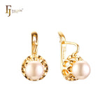 Solitaire 14K Gold, 18K Gold, Rose Gold, two tone Pearl earrings