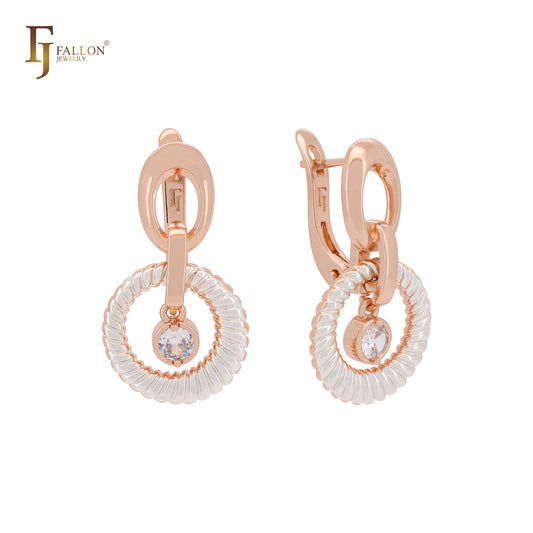 Linked donnut circles Geometric Rose Gold two tone Clip-On Earrings