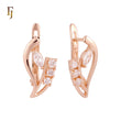 Marquise and round white CZs Rose Gold Russian Lock Earrings