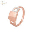 Anillos de moda en oro rosa con forma de cubo hueco de circonitas blancas