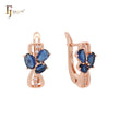 Triple CZs in a fancy knot Rose Gold Russian Lock Earrings