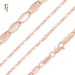 Shiny flat solid flank hammered Rose Gold Snail Chain