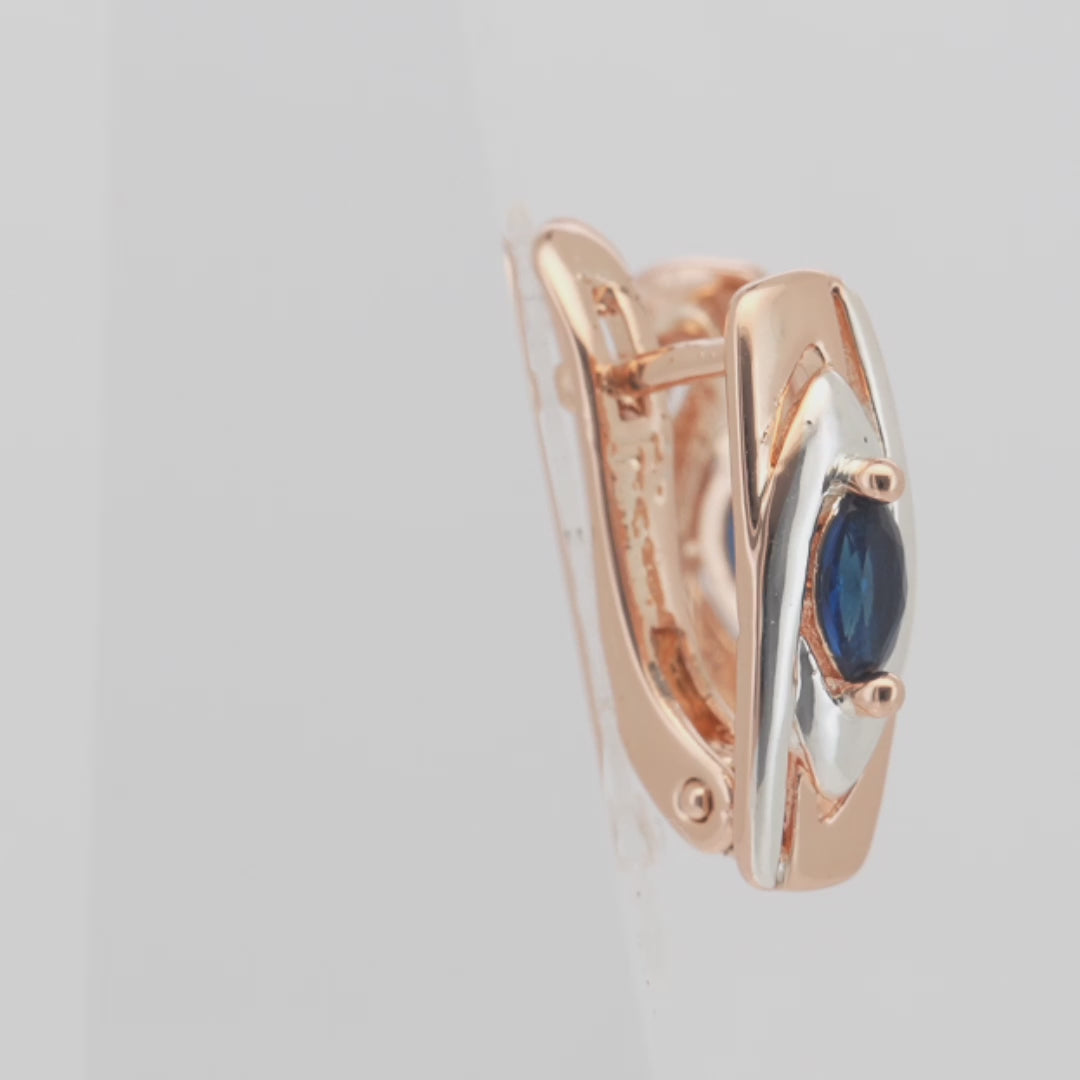 Solitaire Marquise Russian Lock Rose Gold, two tone Russian Lock Earrings