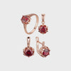 Conjunto de joias de pedra grande Solitaire banhado em ouro 14K, cores de ouro rosa