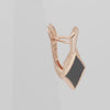 Chic Black Enamel Diamond-Shaped Gold Earrings – Geometric Minimalist Jewelry for Modern Women