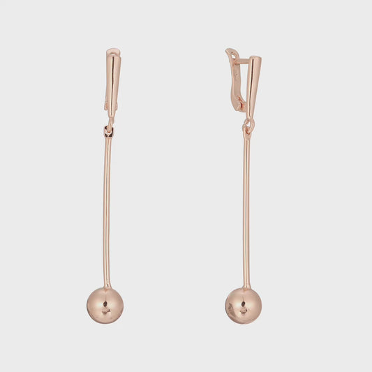 14K ゴールド、ホワイト ゴールド、ローズ ゴールド メッキ色のビーズ ロング ドロップ イヤリング