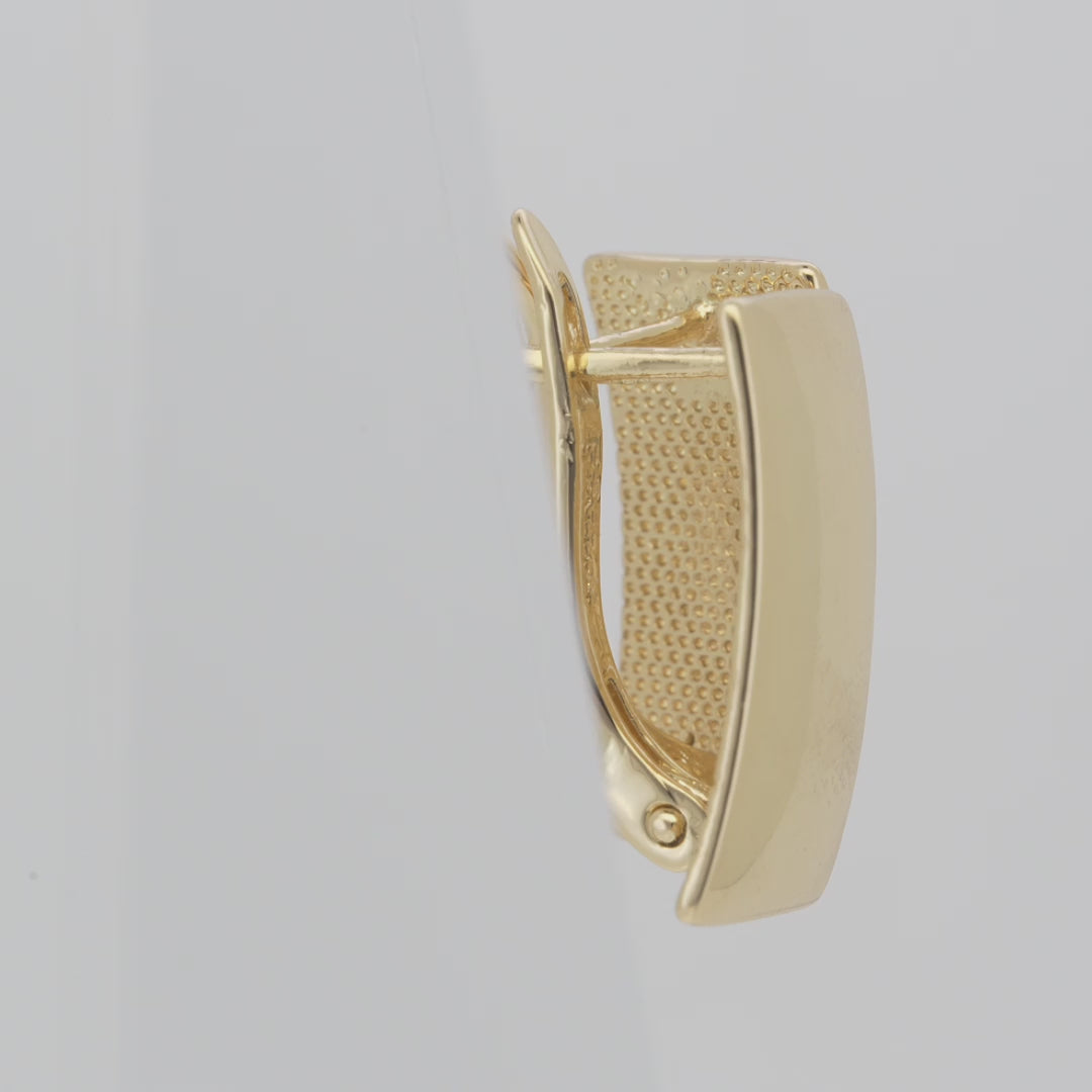 .585 ローズ ゴールド、14K ゴールド シンプル フラット スクエア 高品質 FJ ファロン イヤリング
