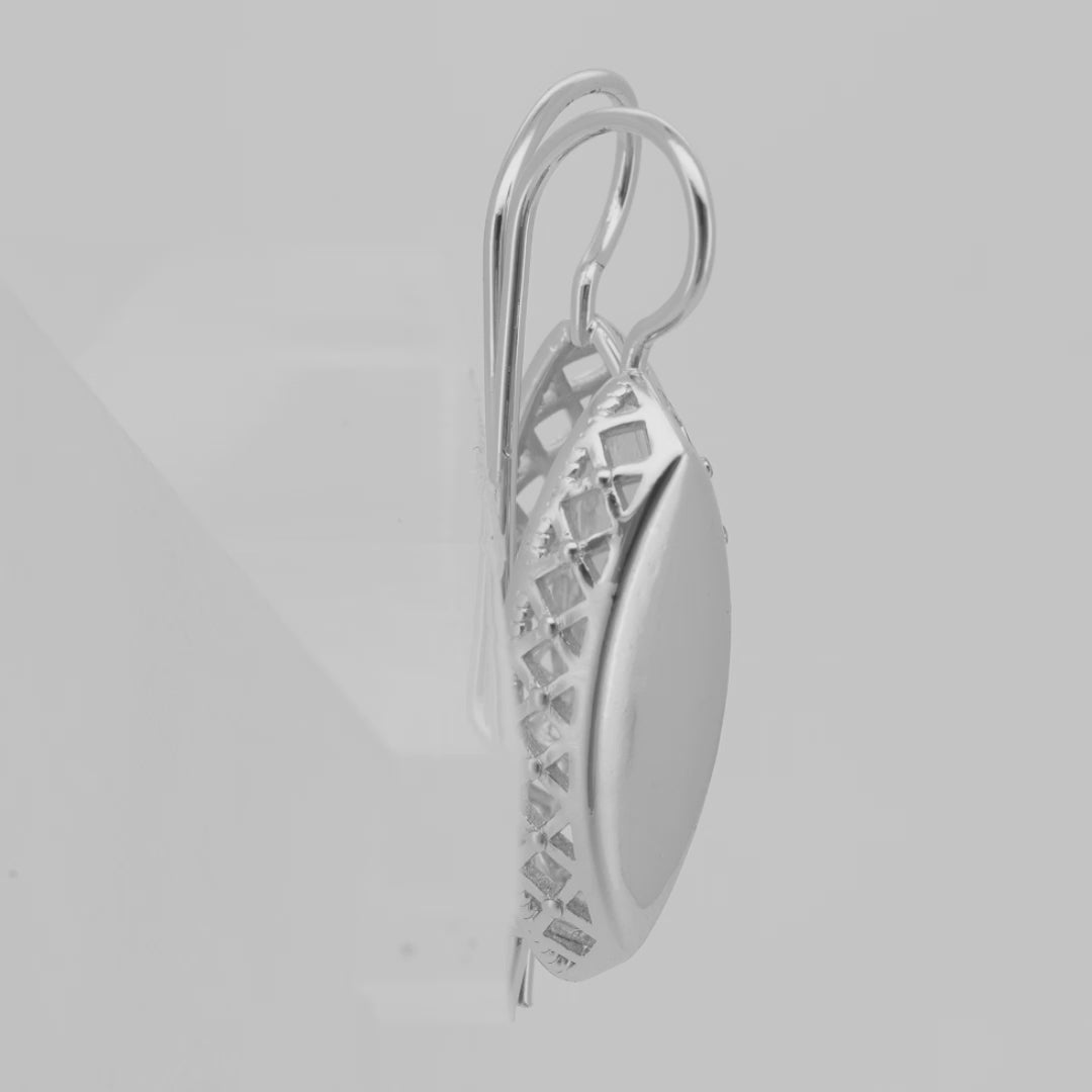 Gold Wire Hook Earrings – Marquise Oval Drop with Lattice Frame | Lightweight Fashion Jewelry by FJ
