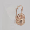 Rose Gold Wire Hook Earrings – Hollow Dome Filigree Ball with Floral Openwork | Vintage Non-Tarnish Jewelry by FJ