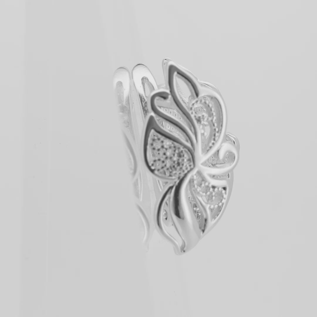 Brincos borboleta de flores em ouro 14K, cores banhadas a ouro rosa