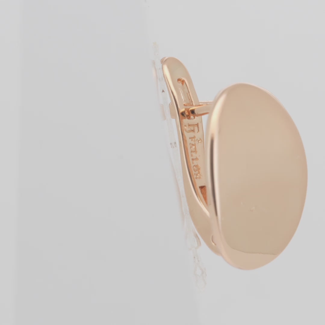 Glossy flank oval mirror Rose Gold Russian Lock earrings