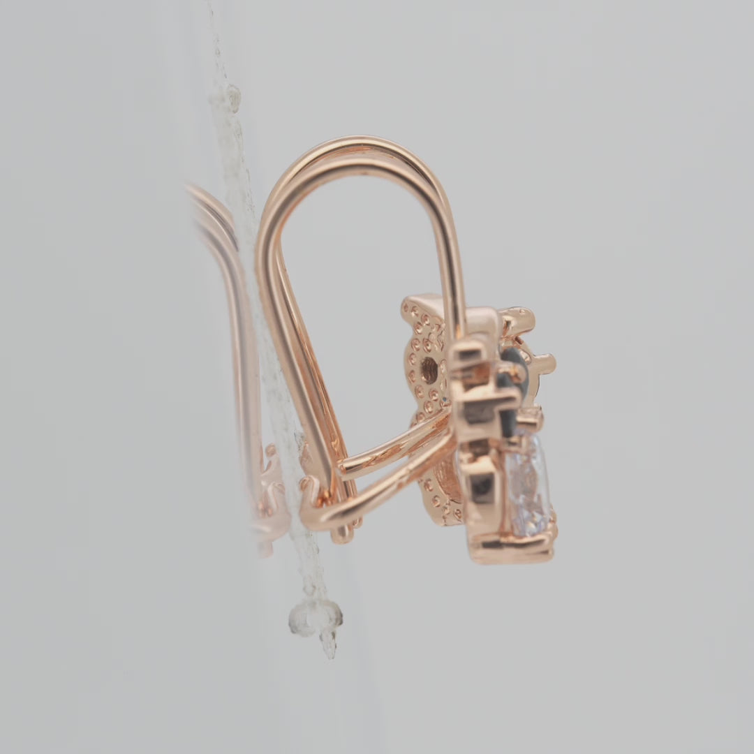 Gold Child Earrings – Owl Design Wire Hook with CZ Eyes & Body | Cute Non-Tarnish Jewelry by FJ