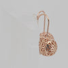 Rose Gold Wire Hook Earrings – Dome Cutout Floral & Greek Key Pattern | Retro Filigree Non-Tarnish Jewelry by FJ