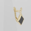 Chic Black Enamel Diamond-Shaped Gold Earrings – Geometric Minimalist Jewelry for Modern Women