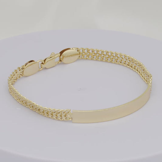 .Gravierbare Herren-ID-Armbänder aus 14-karätigem Gold mit doppelten kubanischen Gliedern