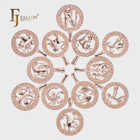 .Sternbild Fallon Sternzeichen Sternbild Roségold zweifarbiger Anhänger – Luxuriöser Sternzeichenkreis