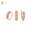 Cluster weiße und blaue Flora CZs Roségold Schmuckset mit Ringen