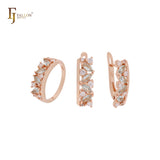 Cluster weiße und blaue Flora CZs Roségold Schmuckset mit Ringen