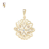 Filigree snowflake white CZs 14K Gold Pendant
