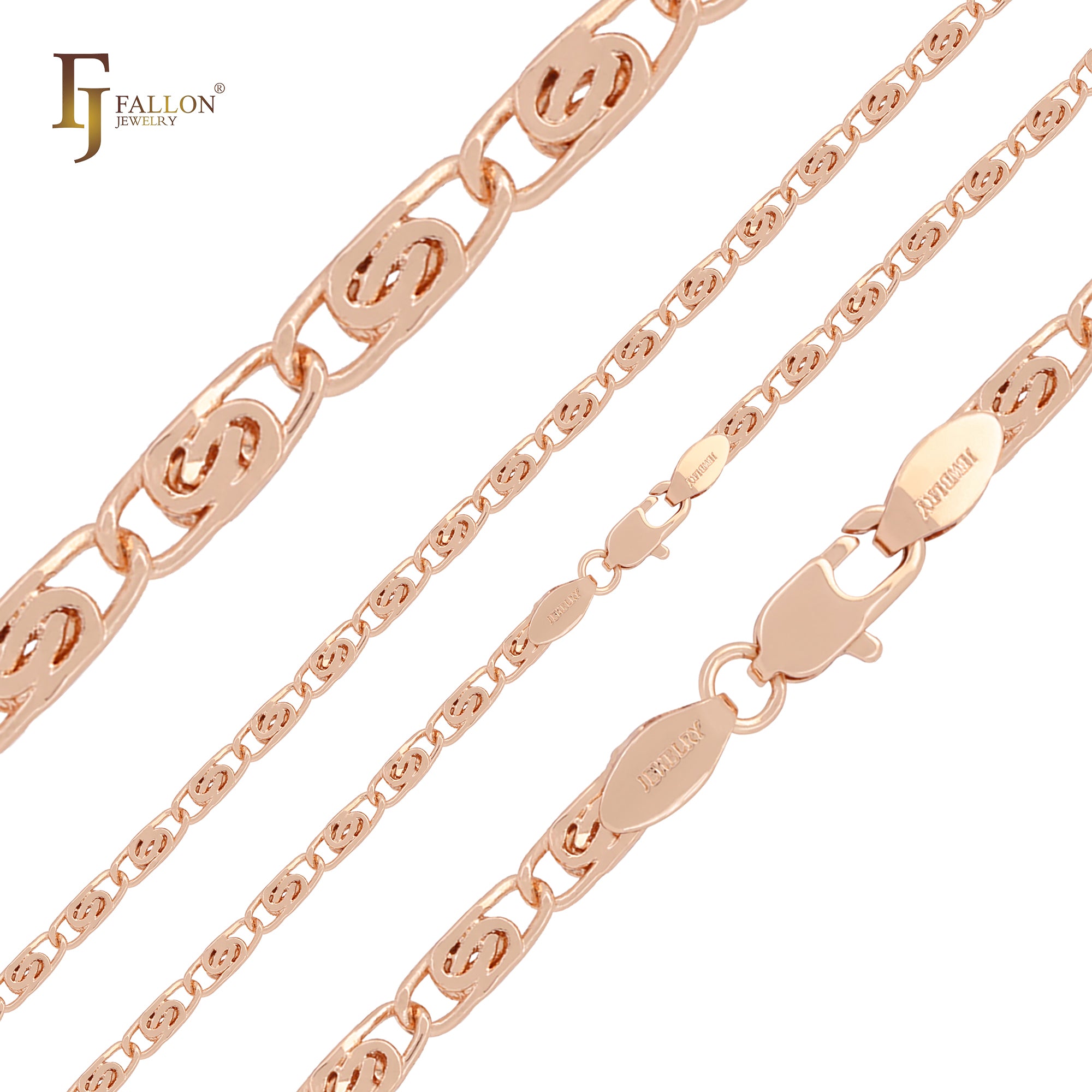 Snail cable link hammered flattened Rose Gold Snail link Chain