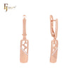 Half window shape geometric Rose Gold Russian Lock Earrings