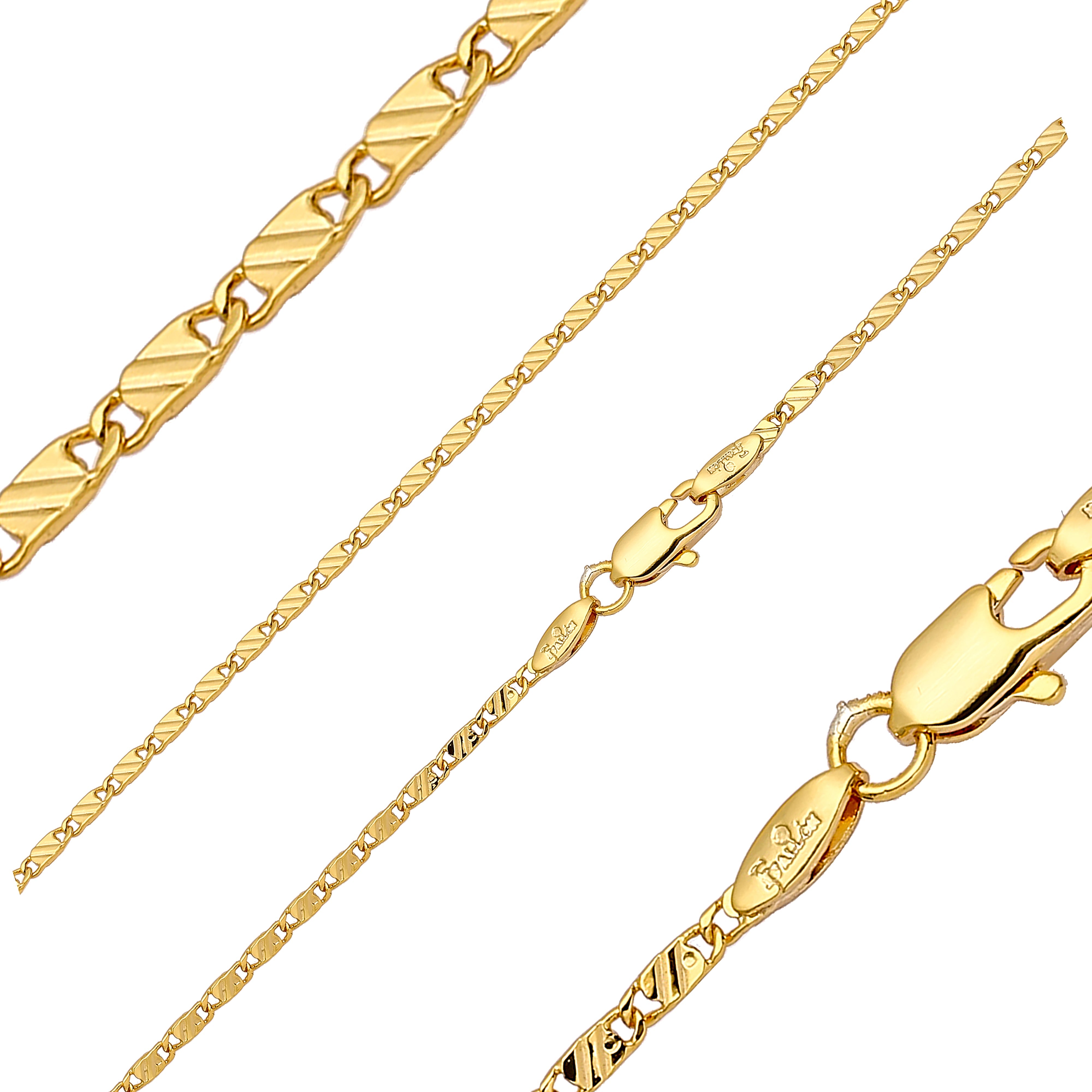 Cadenas macizas de eslabones de caracol martilladas chapadas en Oro 14K, oro rosa, dos tonos
