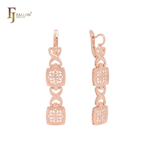 Double filigree drop elegant Rose Gold Earring