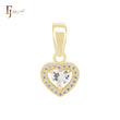 Solitaire Halo Heart of white CZs 14K Gold Heart Pendant
