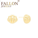 Brincos de pino em forma de concha com cinco fileiras em ouro 14K, ouro rosa e ouro branco