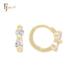 Doppelherz weiße Zirkonia 14K Gold Huggie Ohrringe