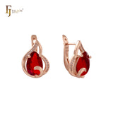 Solitaire teardrop earrings in Rose Gold, two tone plating colors