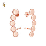 Rounded Circle disc cluster 14K Gold, Rose Gold Cuff Stud Earrings