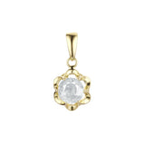 Solitaire Rounded CZ 14K Gold, Rose Gold pendant