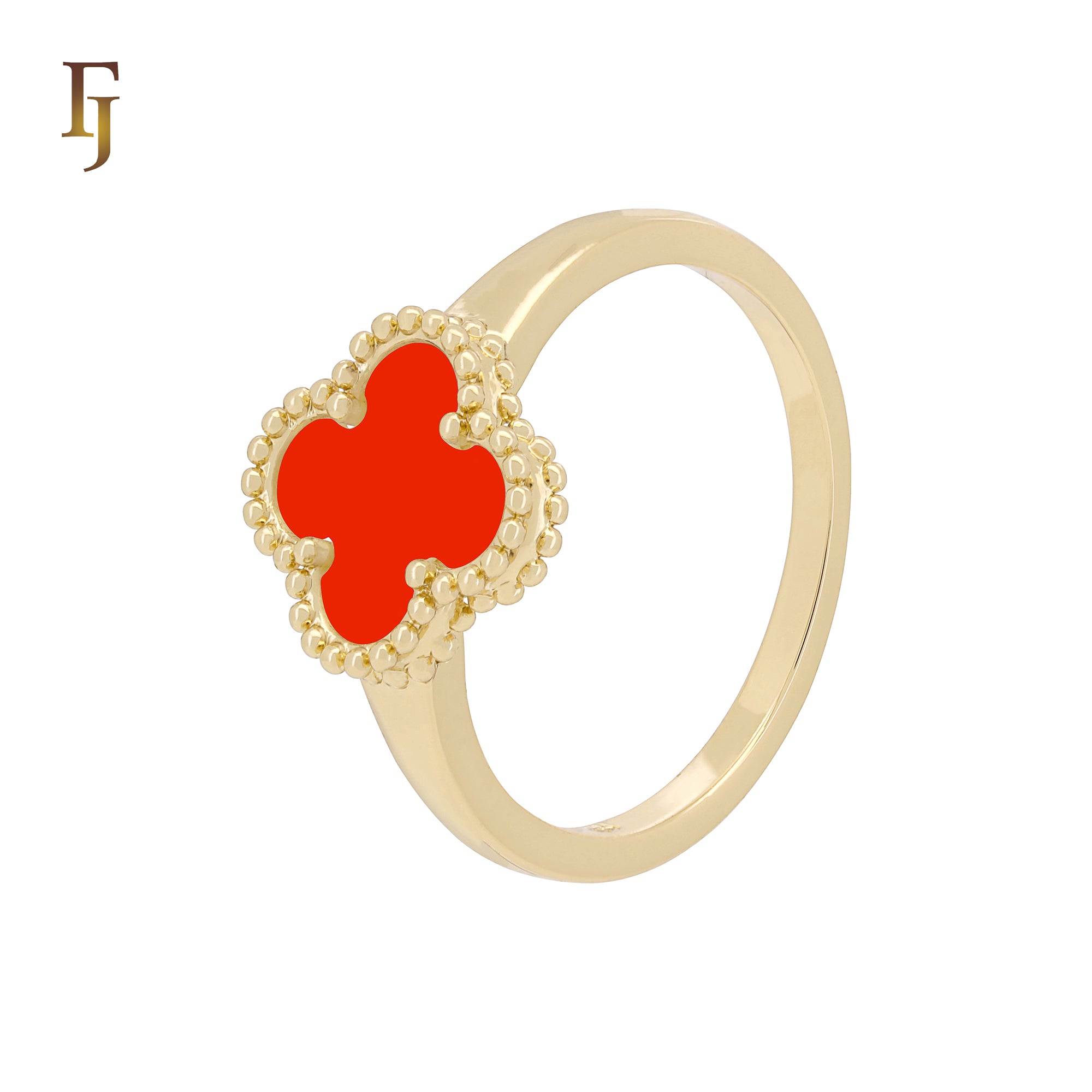 🔥 Minimalism Elegant Black or white Clover design 14K Gold Fashion Rings
