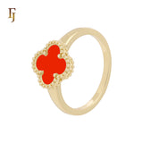 🔥 Minimalism Elegant Black or white Clover design 14K Gold Fashion Rings