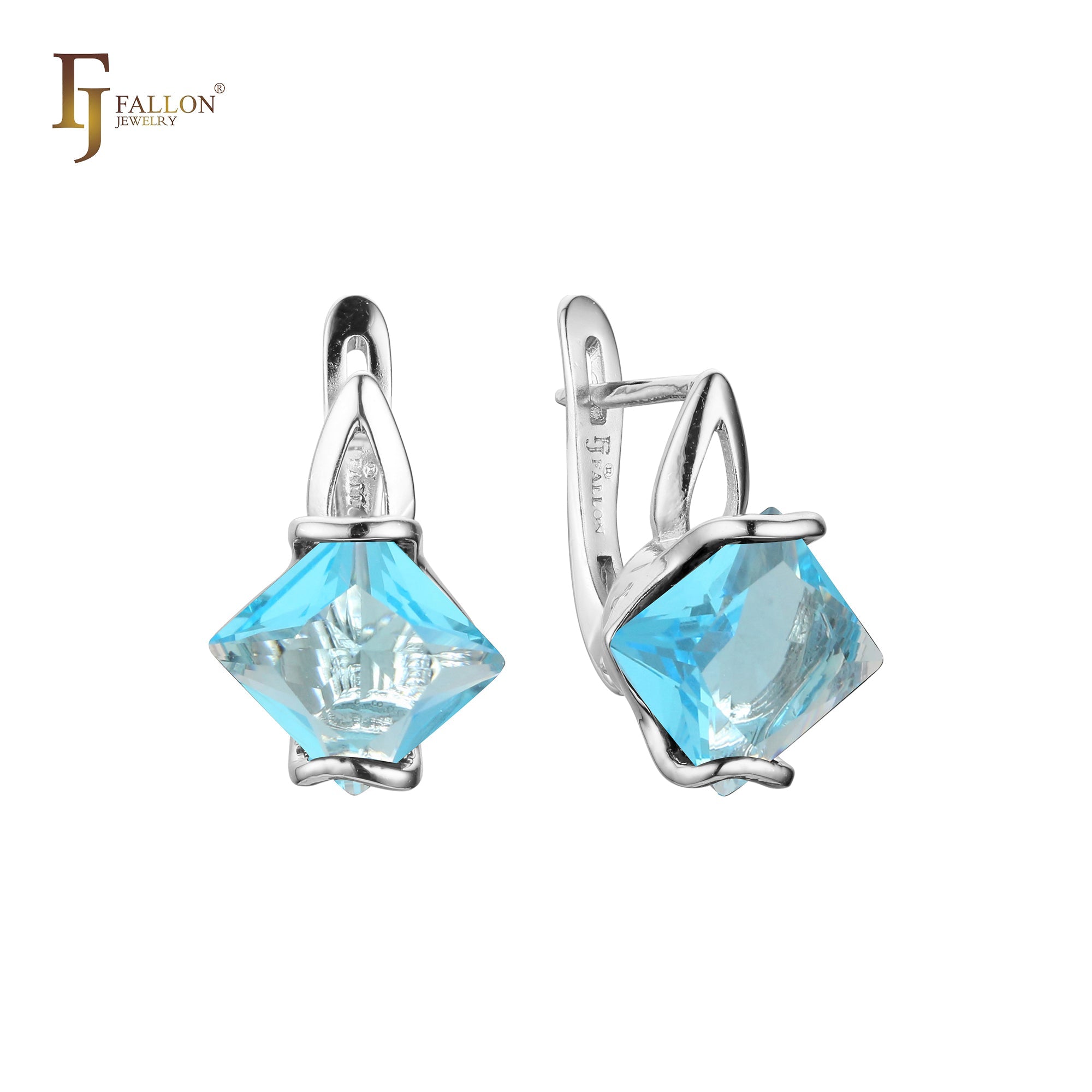 .Solitaire princess cut CZ 14K Gold, Rose Gold earrings