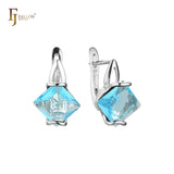 .Solitaire princess cut CZ 14K Gold, Rose Gold earrings