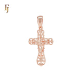 Russian Rose Gold Crucifix Cross Pendant Religious Catholic Orthdox