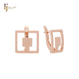 Squared Framed Geometric designed Rose Gold Clip-On Earrings