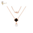 Pearl with Clover of white or Black Rose Gold Fashion Necklace